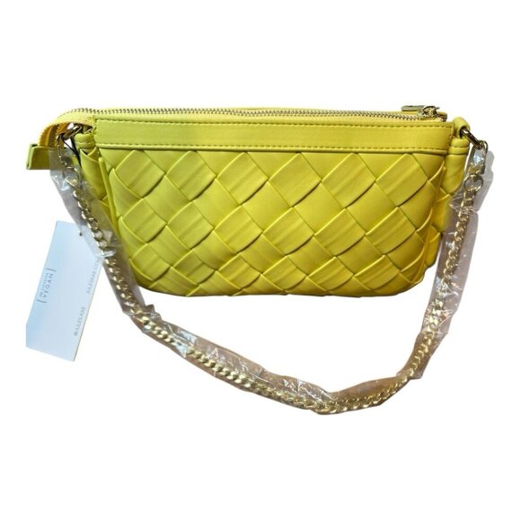 Jules Kae Anthropologie Lilian Shoulder Bag Chartreuse Gold Chain Vegan Leather - Picture 4 of 10